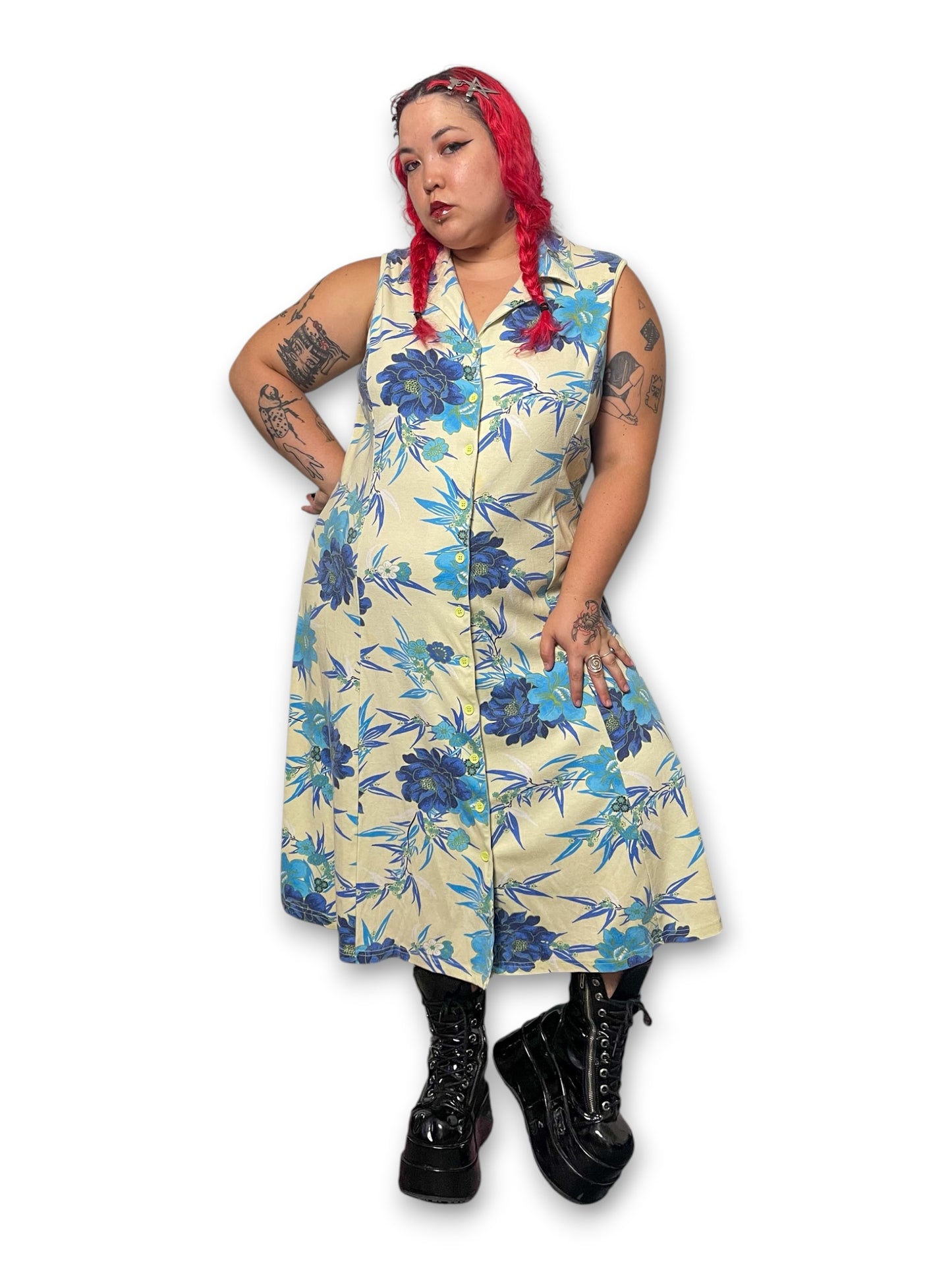 90’s/Y2K Floral Button Down Dress (3X)