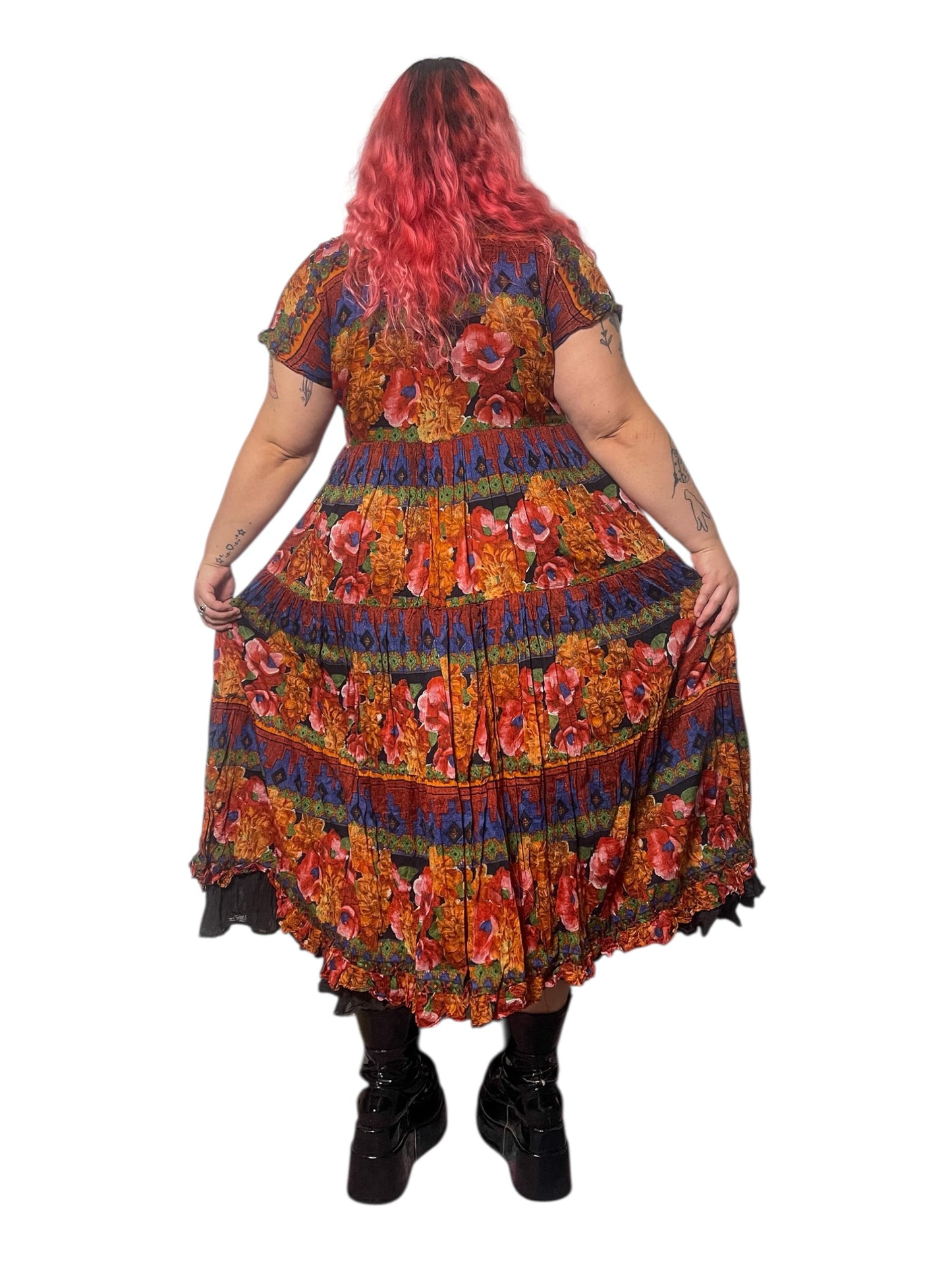 90’s/Y2K Boho Print Maxi Dress (XL/1X)