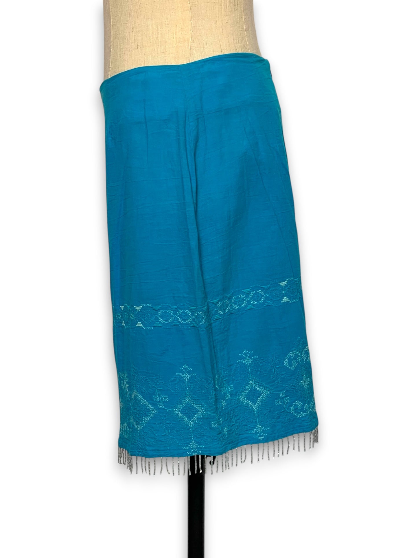 90’s/Y2K Turquoise Embroidered Skirt (S/M)