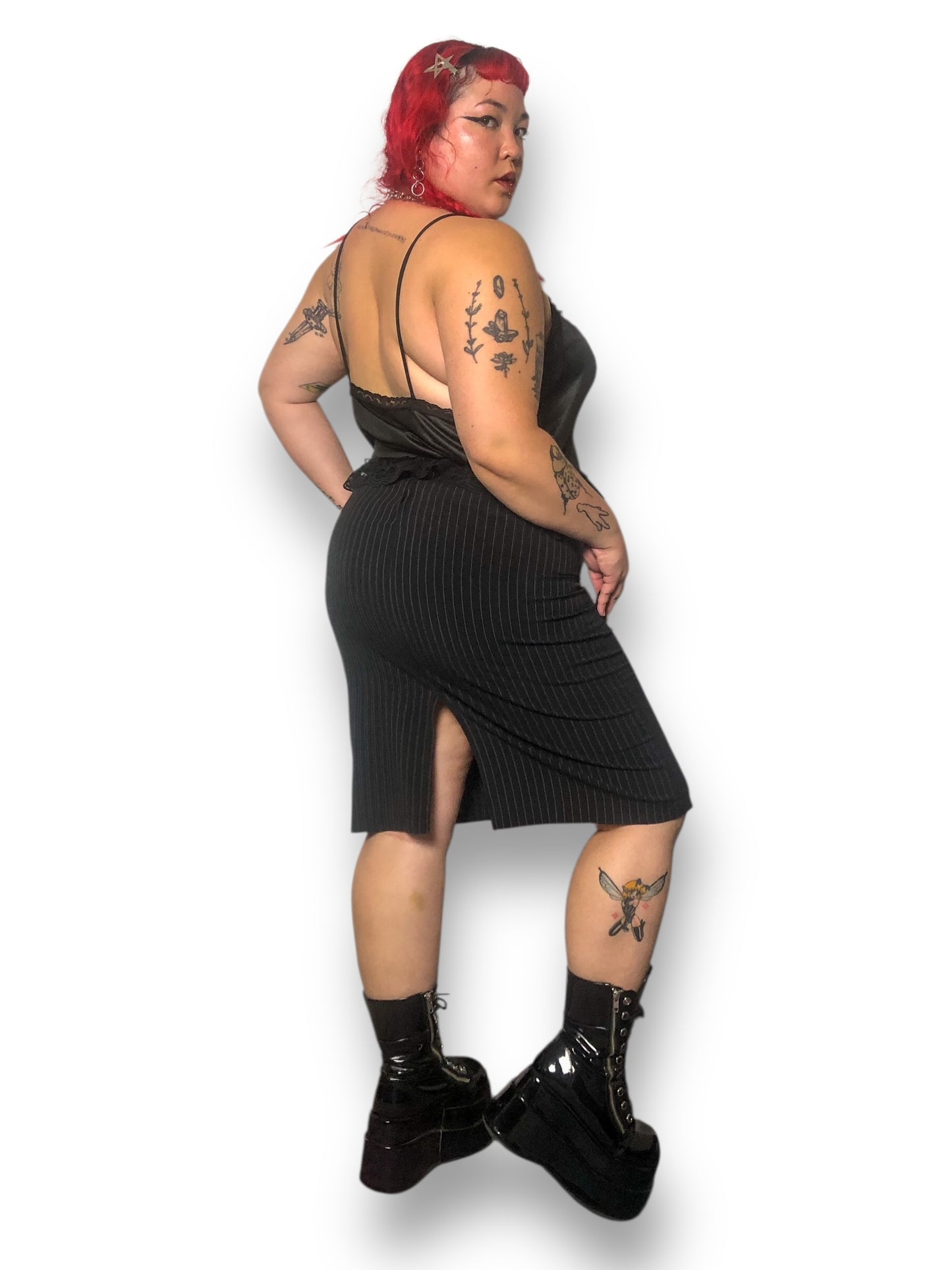 90’s JKLA California Black Pinstripe Pencil Skirt (XL)