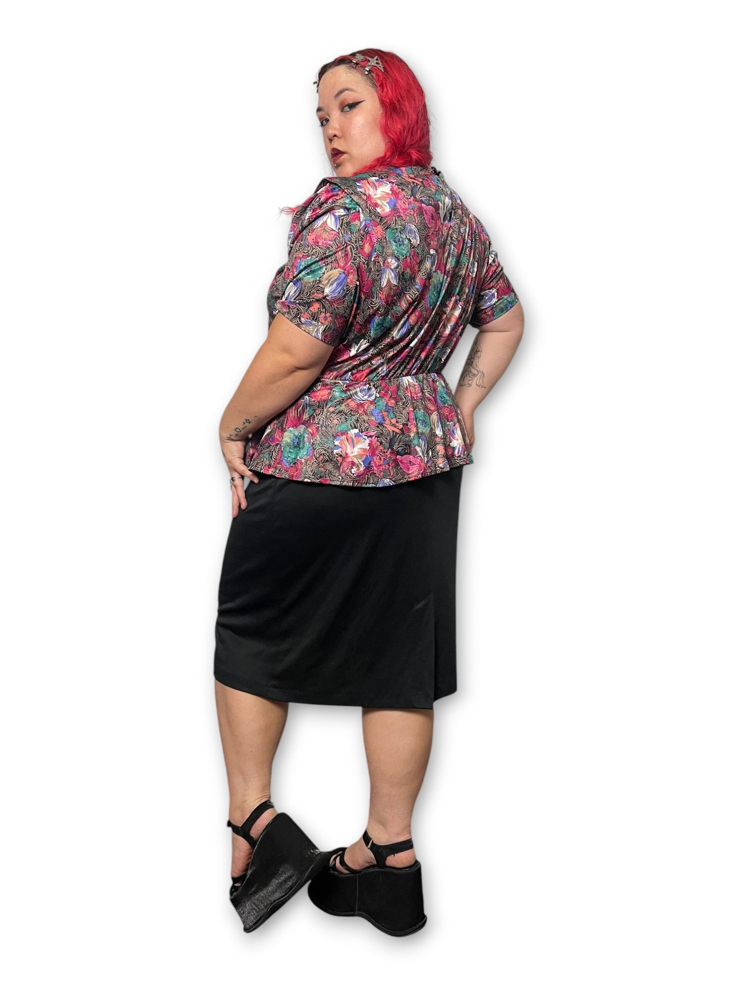 80’s Retro Peplum Dress (1X)