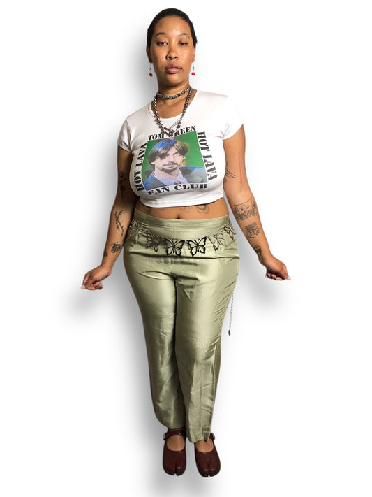 90’s Adrianna Papell Pistachio Green Silk Pants (2X)