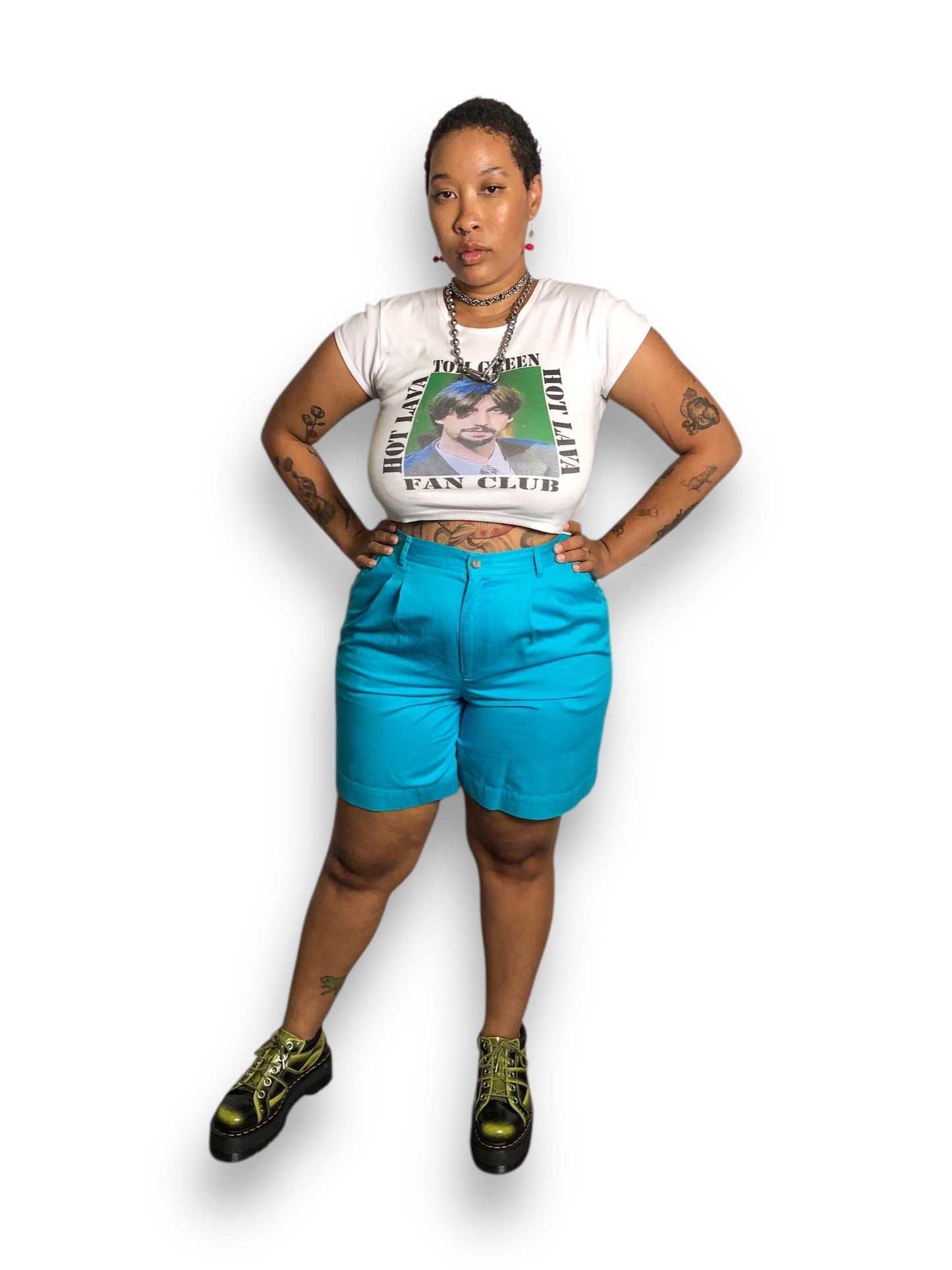 90’s/Y2K Lizsport by Liz Claiborne Turquoise Pleated Shorts (XL)