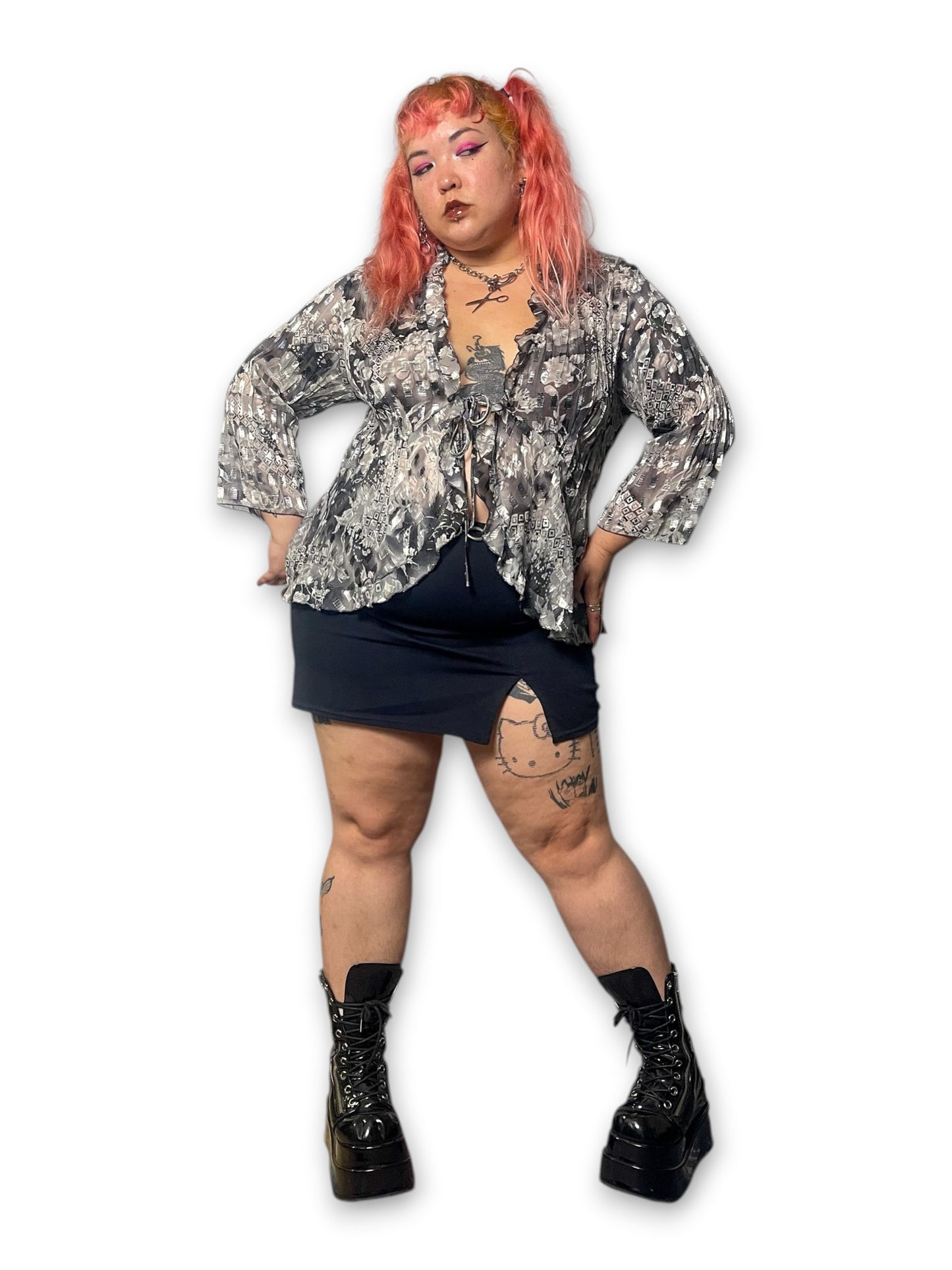90’s/Y2K Pleated Sheer Blouse (2X)