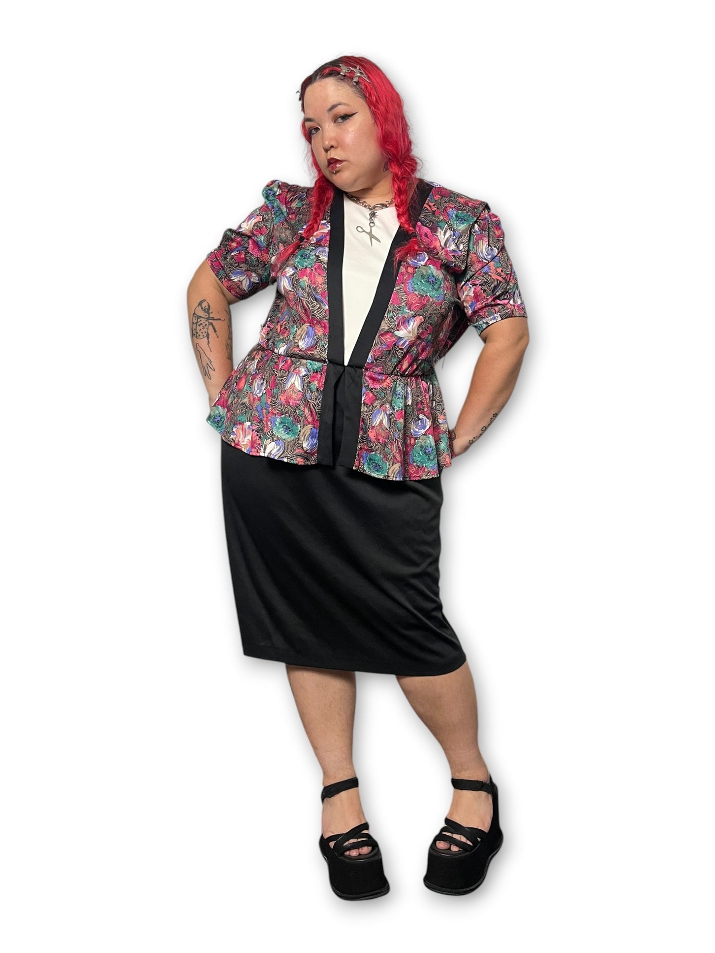 80’s Retro Peplum Dress (1X)