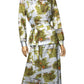 70’s White and Green Retro Print 2-Piece Set (L/XL)