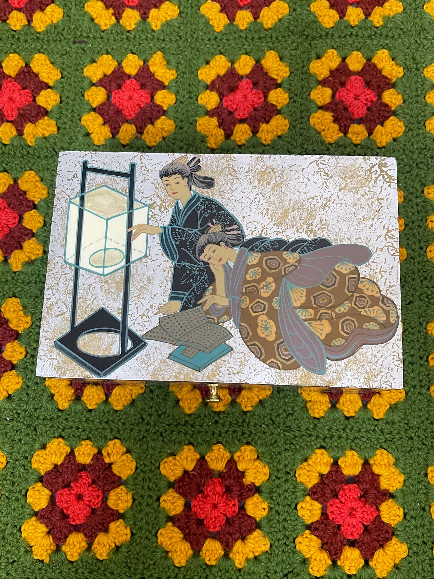 Vintage Asian Wooden Jewelry Box