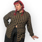 90’s/Y2K Claiborne Black and Brown Retro Grid Print Button Down Shirt (XL/2X)