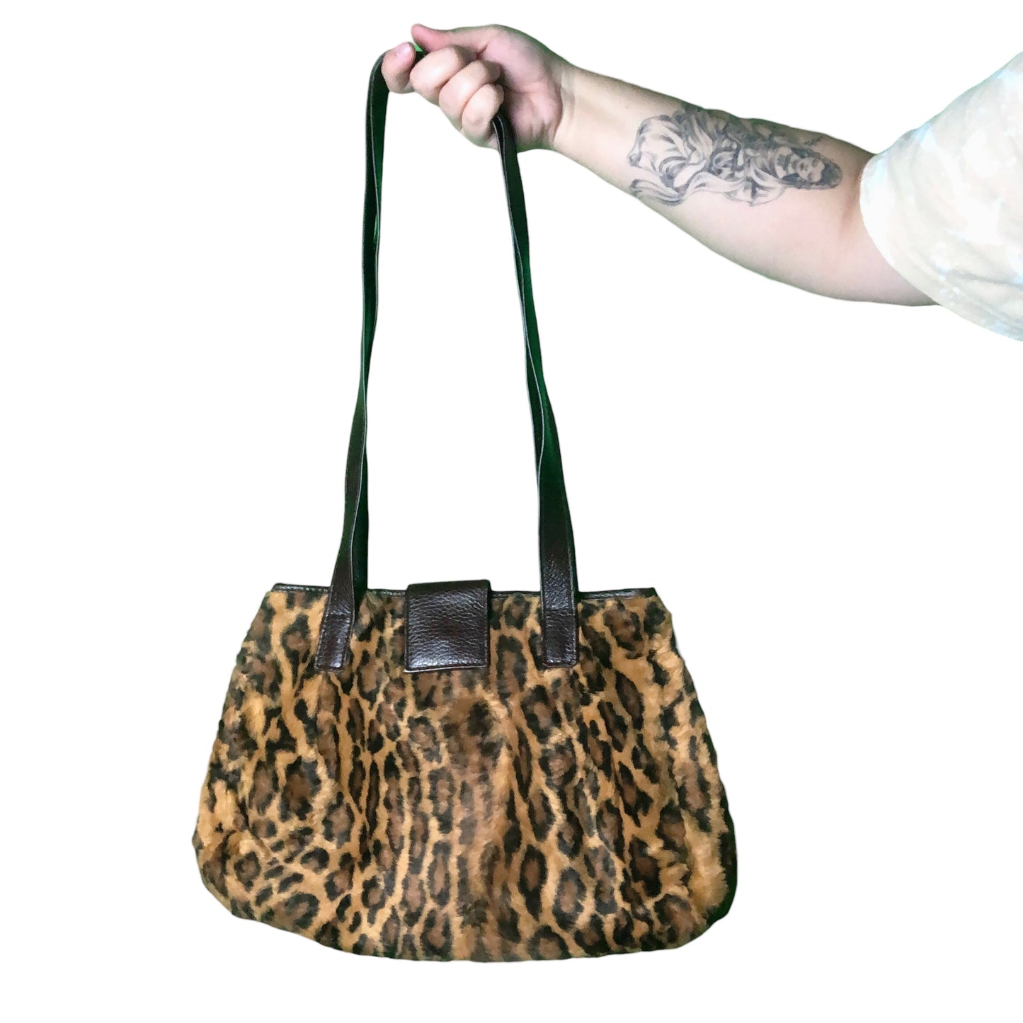 90’s Faux Fur Leopard Shoulder Bag