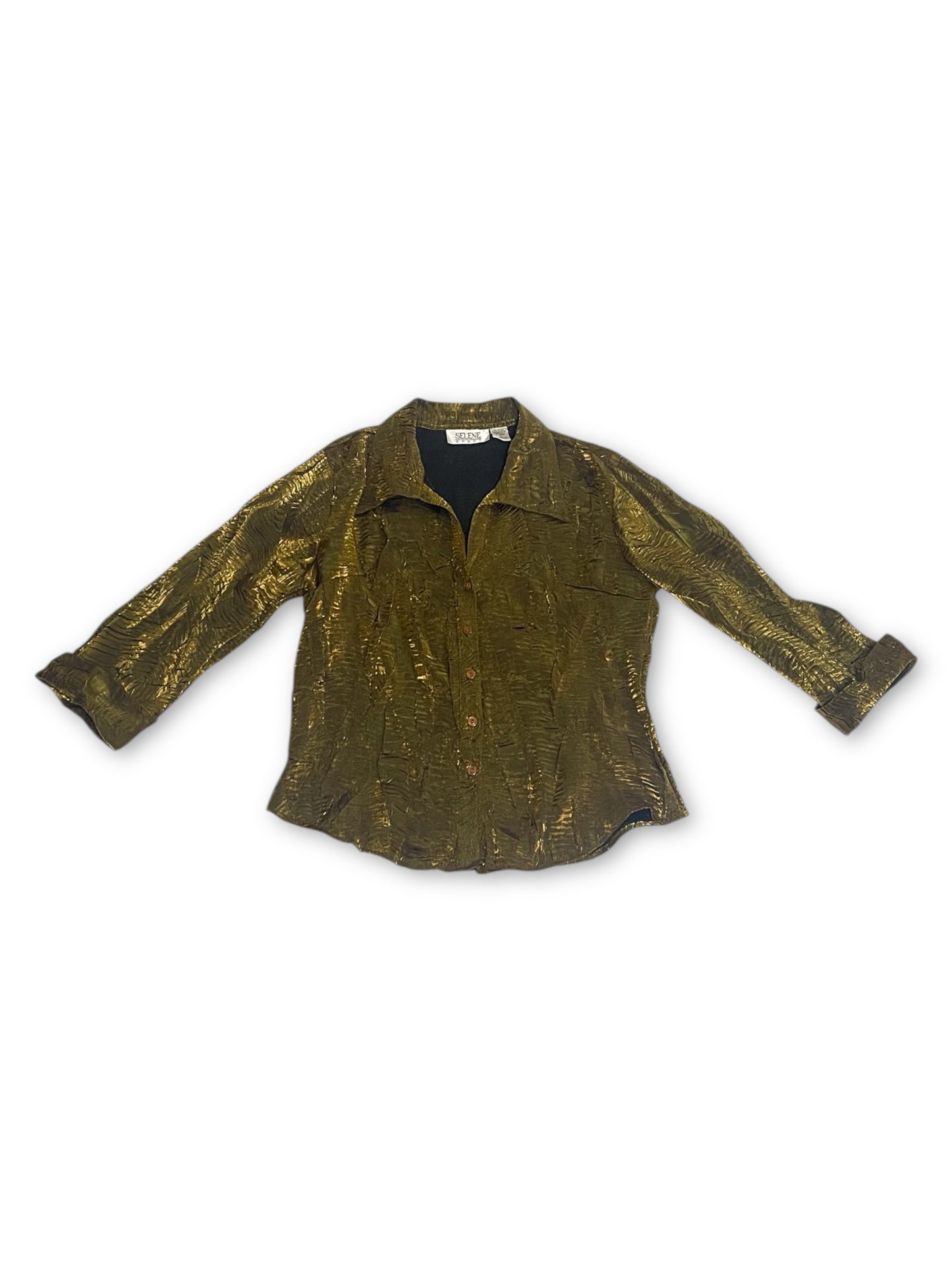 90’s Shiny Pleated Party Blouse (L)