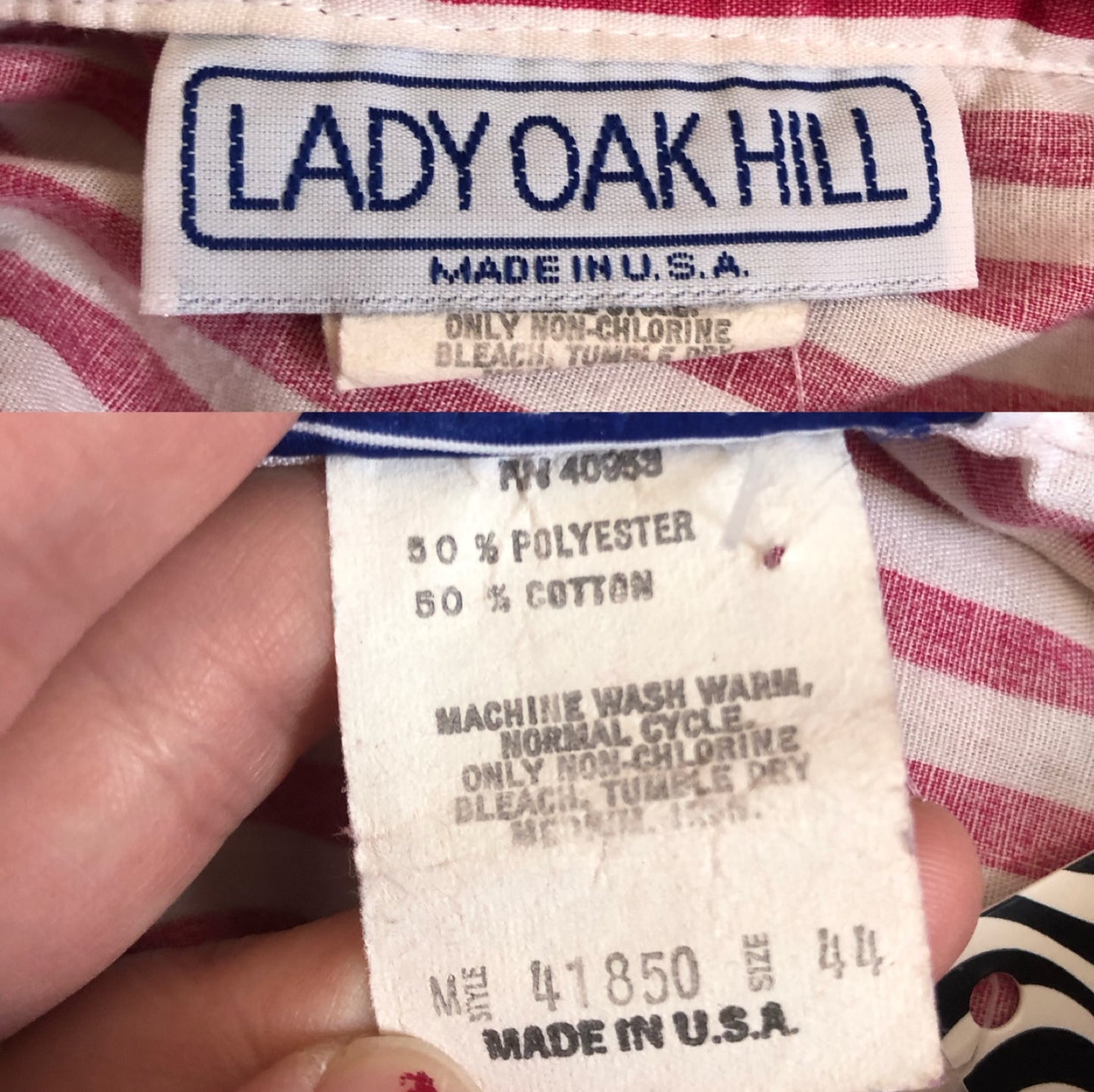 70’s/80’s Lady Oak Hill Pink and White Striped Shirt (2X)