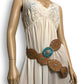 Vintage Tan Leather Medallion Belt (M/L)