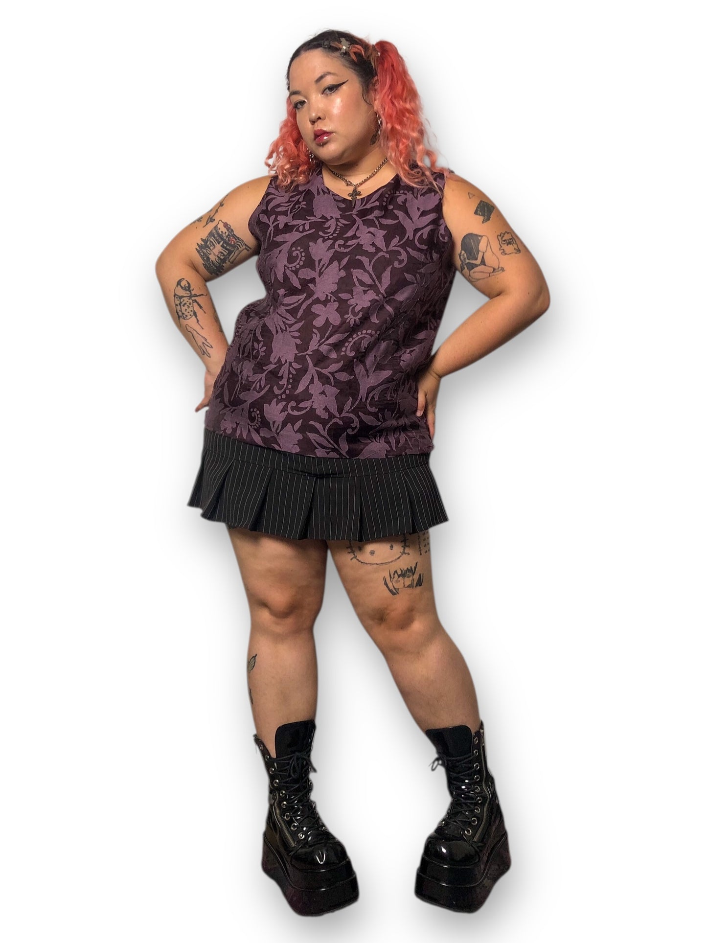 90’s/Y2K Coldwater Creek Purple Floral Tank Top (XL)