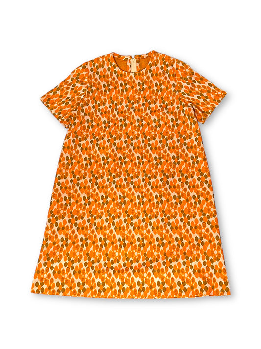 60’s Floral Orange Shift Dress (M/L)