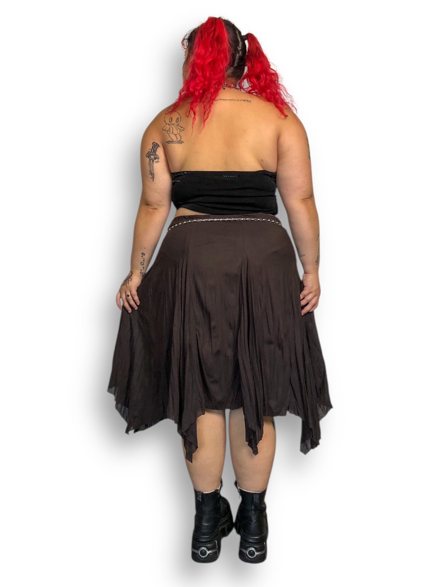 90’s/Y2K Maurices Brown Handkerchief Skirt (2X/3X/4X)