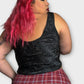 90’s Lucie Ann II Black Filigree Satin Tank Top (L)
