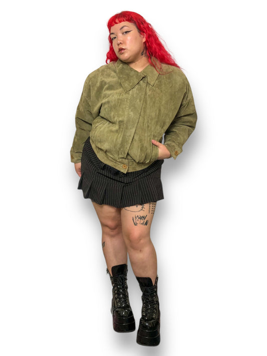 80’s Starting Point Olive Green Leather Jacket (L/XL)
