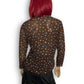90’s/Y2K Brown Polka Dot Mesh Long Sleeve Top (M)