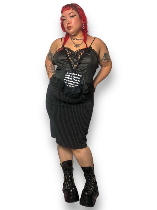 90’s JKLA California Black Pinstripe Pencil Skirt (XL)