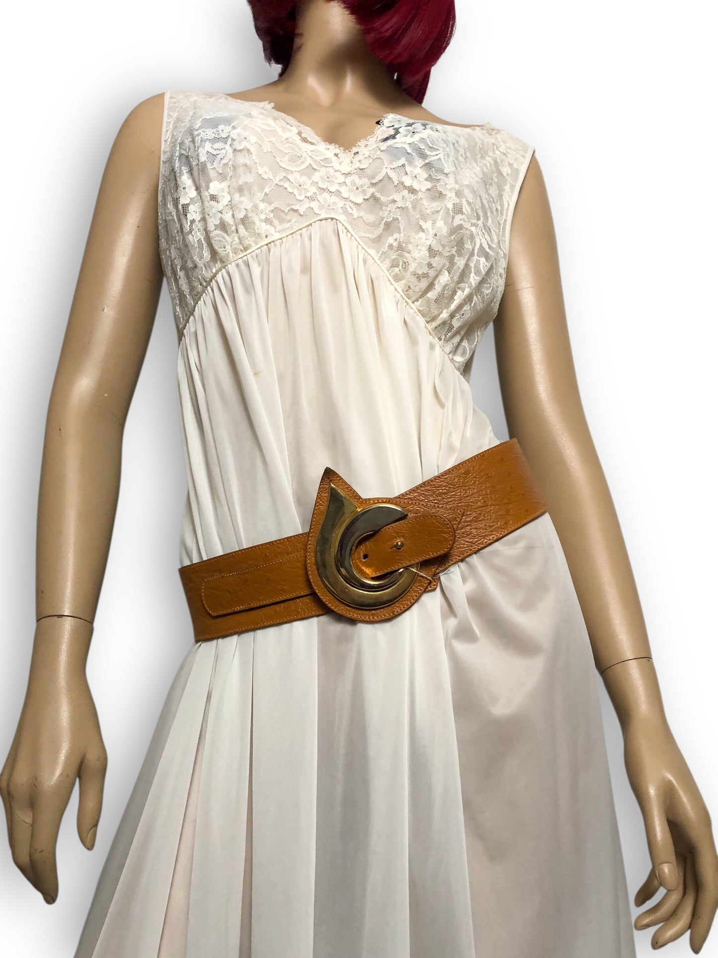 Vintage Brown Faux Leather Belt (M)