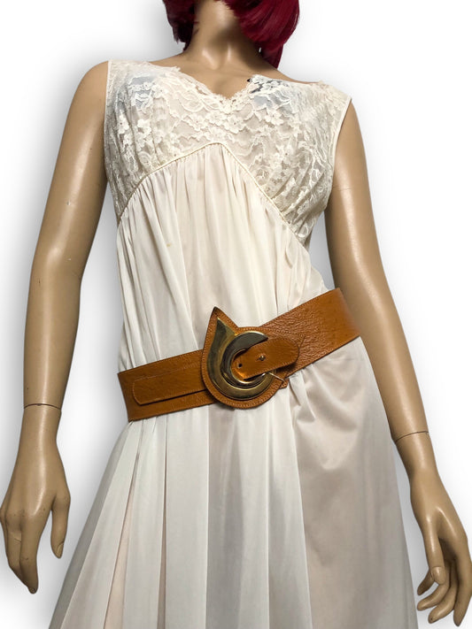 Vintage Brown Faux Leather Belt (M)
