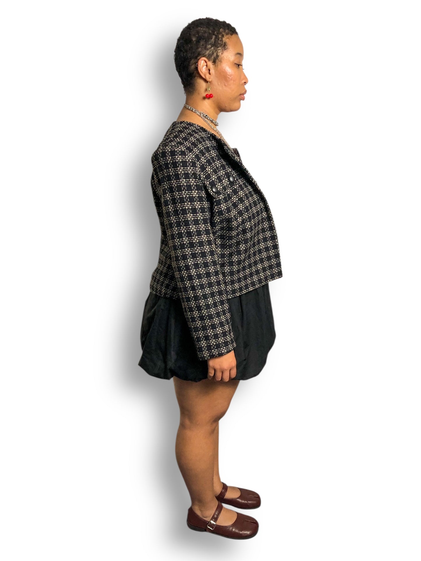 80’s Basson Black and White Plaid Knit Blazer (XL/2X)