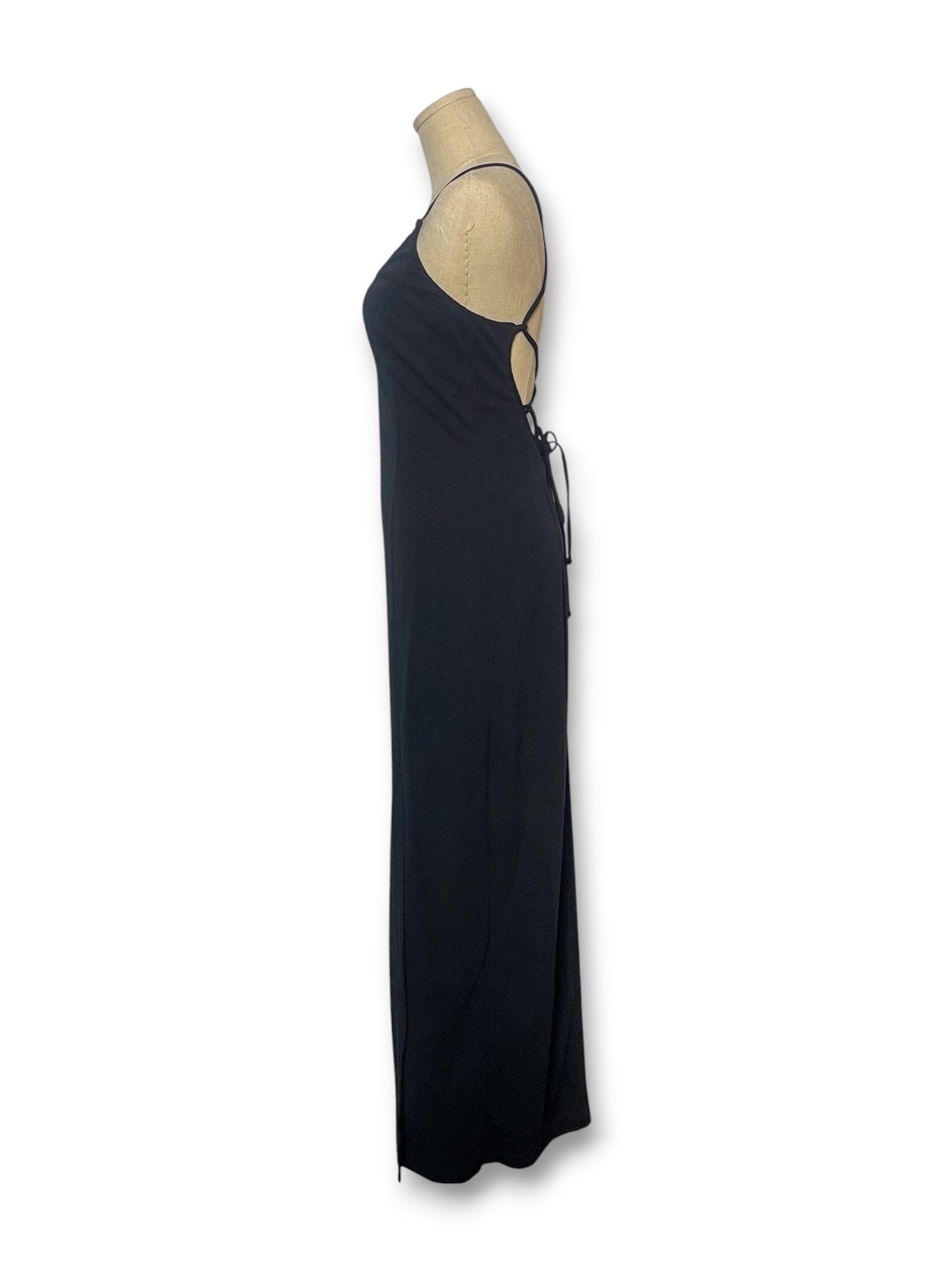 90’s Black Slinky Maxi Dress (XS/S)