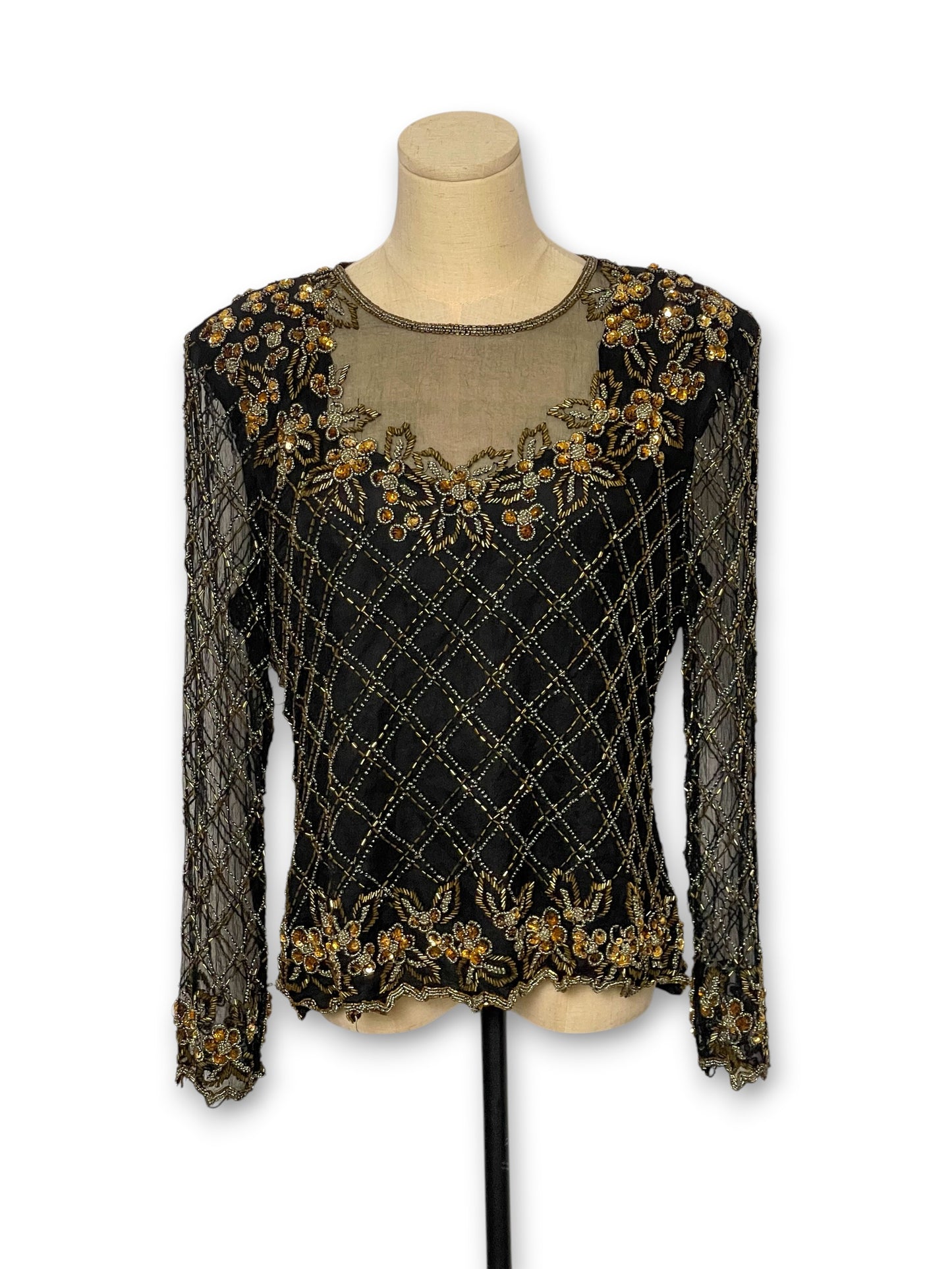 80’s/90’s Beaded Silk Blouse (L)