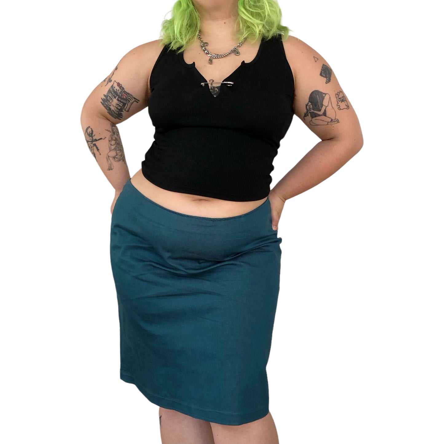 90’s/Y2K Teal Blue Pencil Skirt (2X/3X)