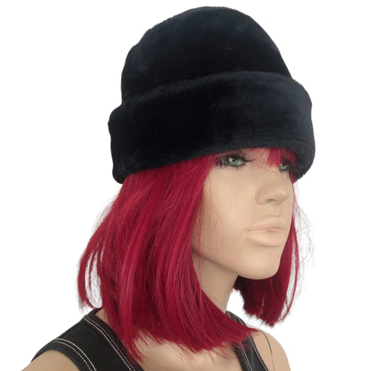 30’s/40’s Black Faux Fur Cap