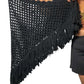 Black Crochet Knit Shawl