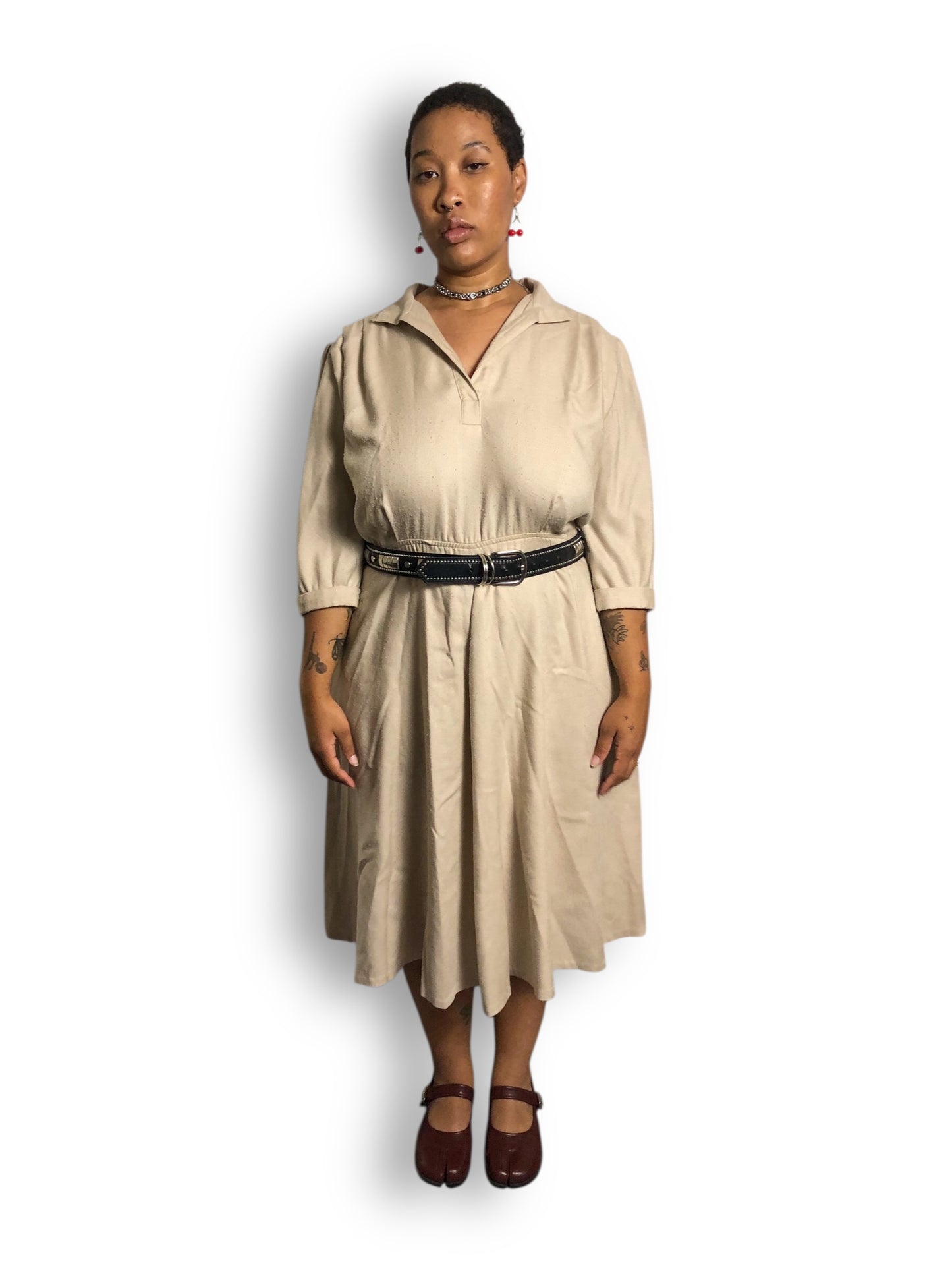 70’s/80’s Ilse M. Khaki Shirt Dress (2X)