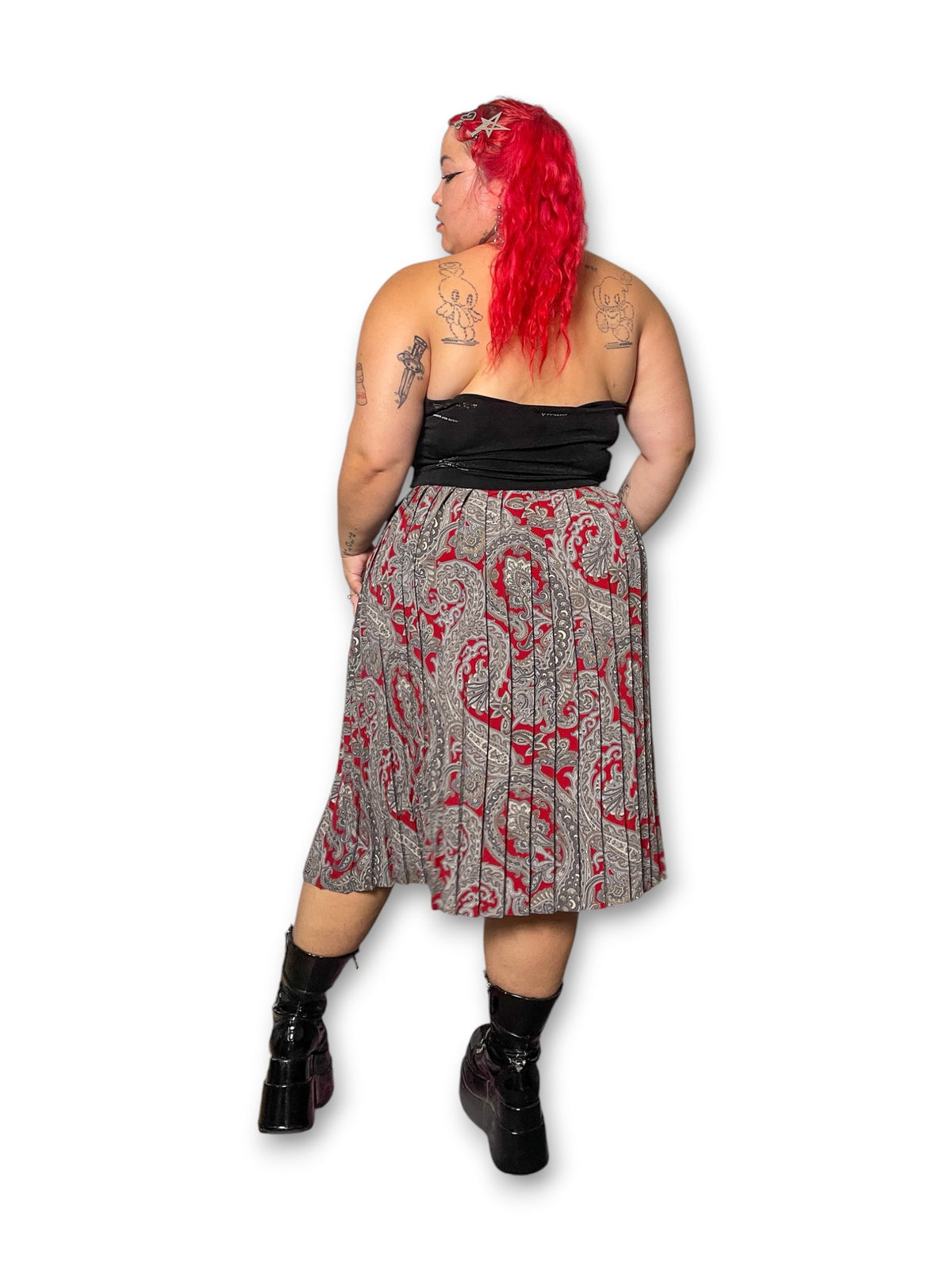 Y2K Paisley Pleated Midi Skirt (XL/1X)