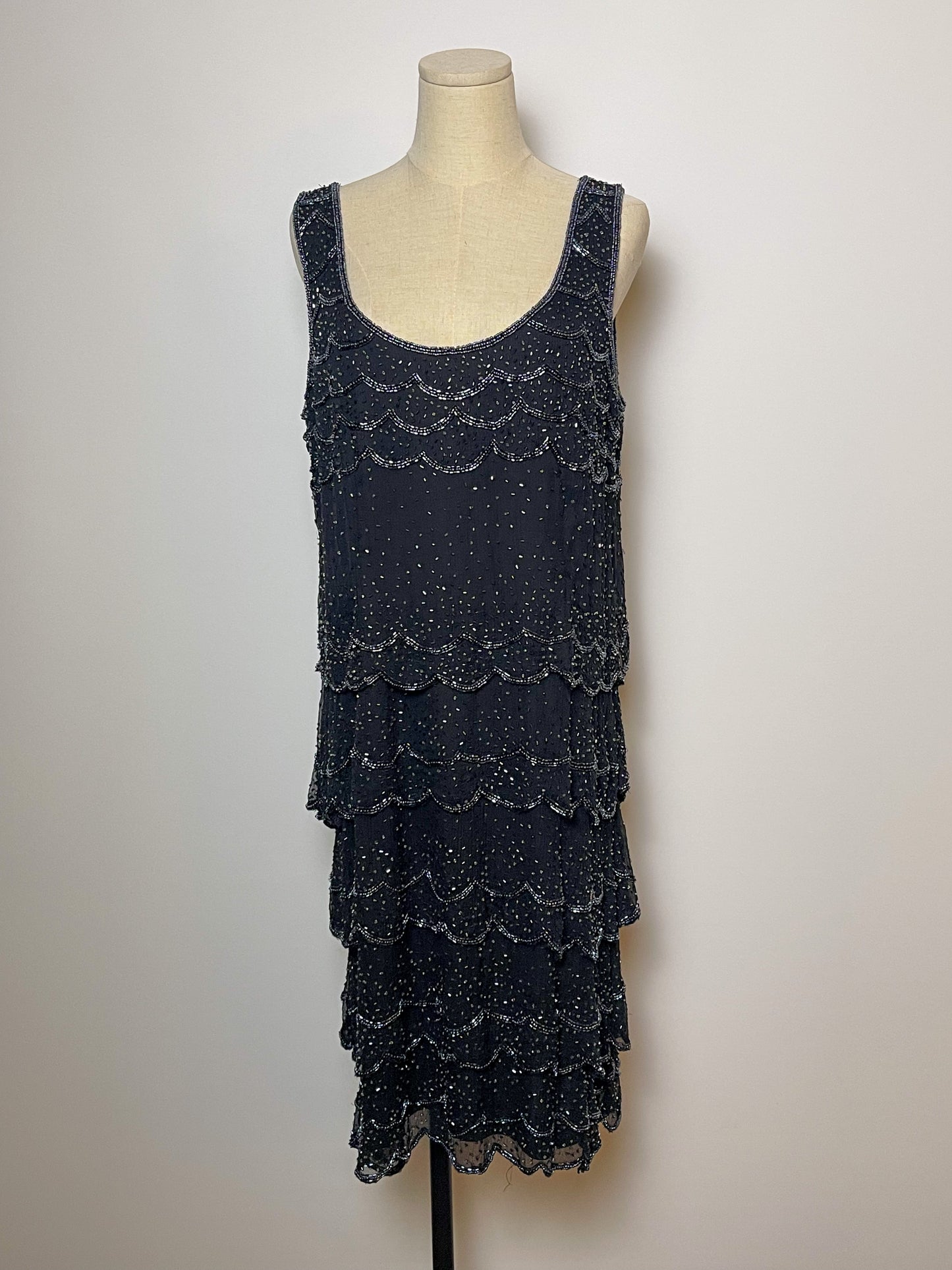 90’s Silk Beaded Tiered Cocktail Dress (XL/1X)