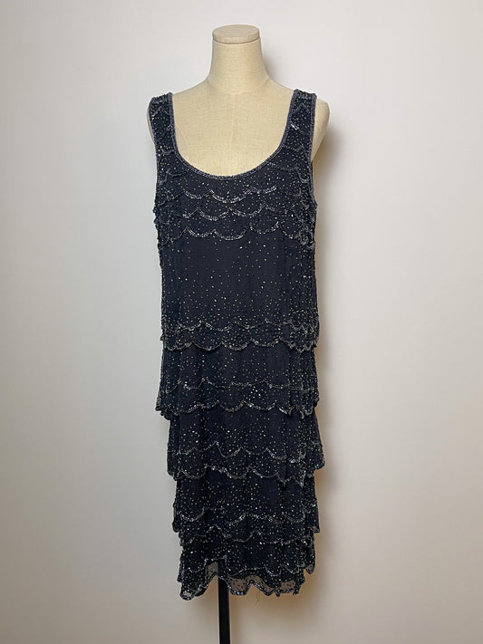 90’s Silk Beaded Tiered Cocktail Dress (XL/1X)