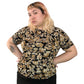 Y2K Jaclyn Smith Brown and Black Floral Print Shirt (2X)