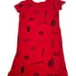 Y2K Red Boho Print Midi Dress (L)