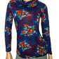 60’s The May Company Blue Floral Retro Turtleneck (S)