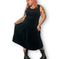 60’s/70’s Bechamel Black Velvet Midi Dress (XL)