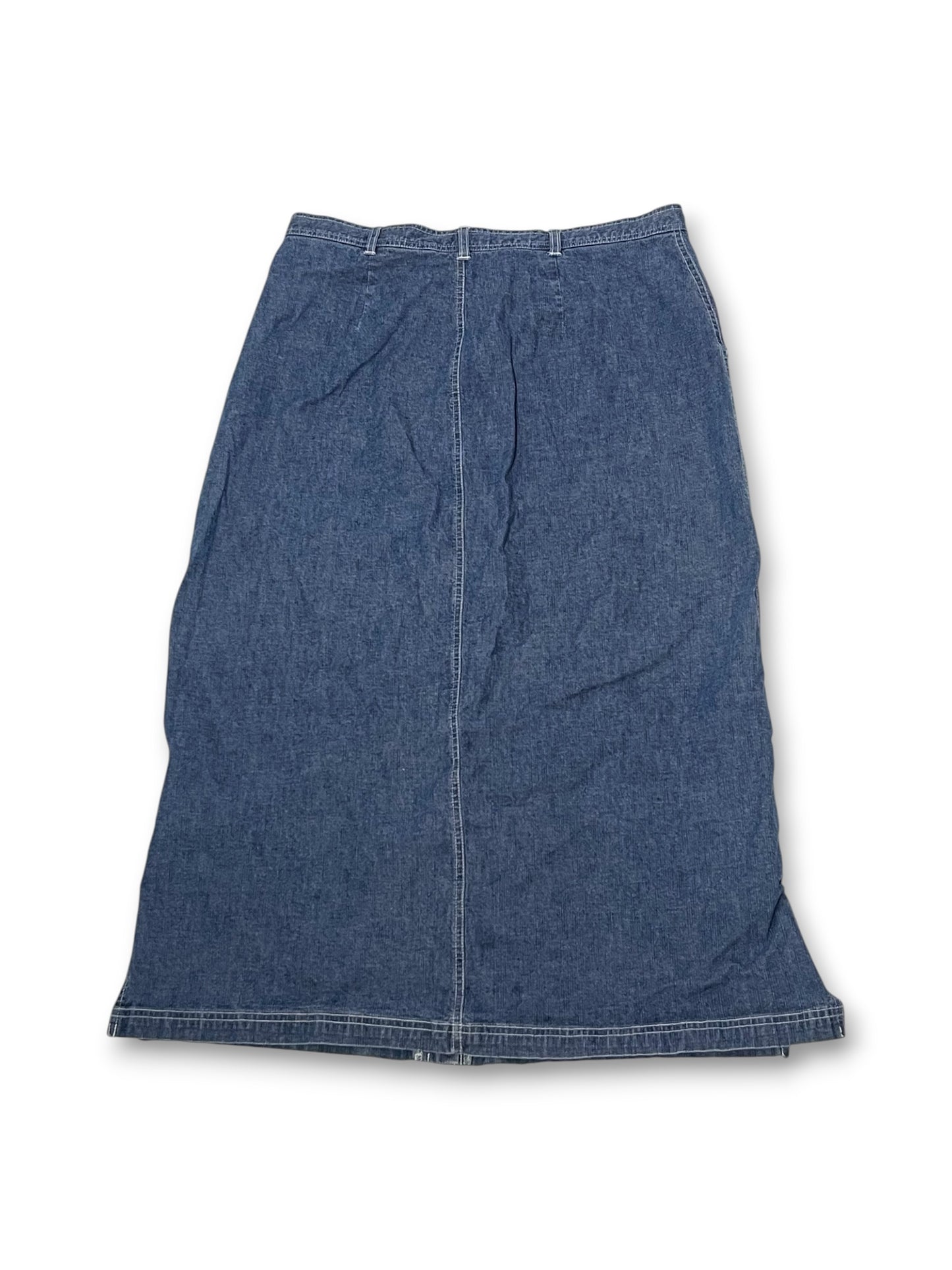 Y2K Medium Wash Denim Midi Skirt (XL)