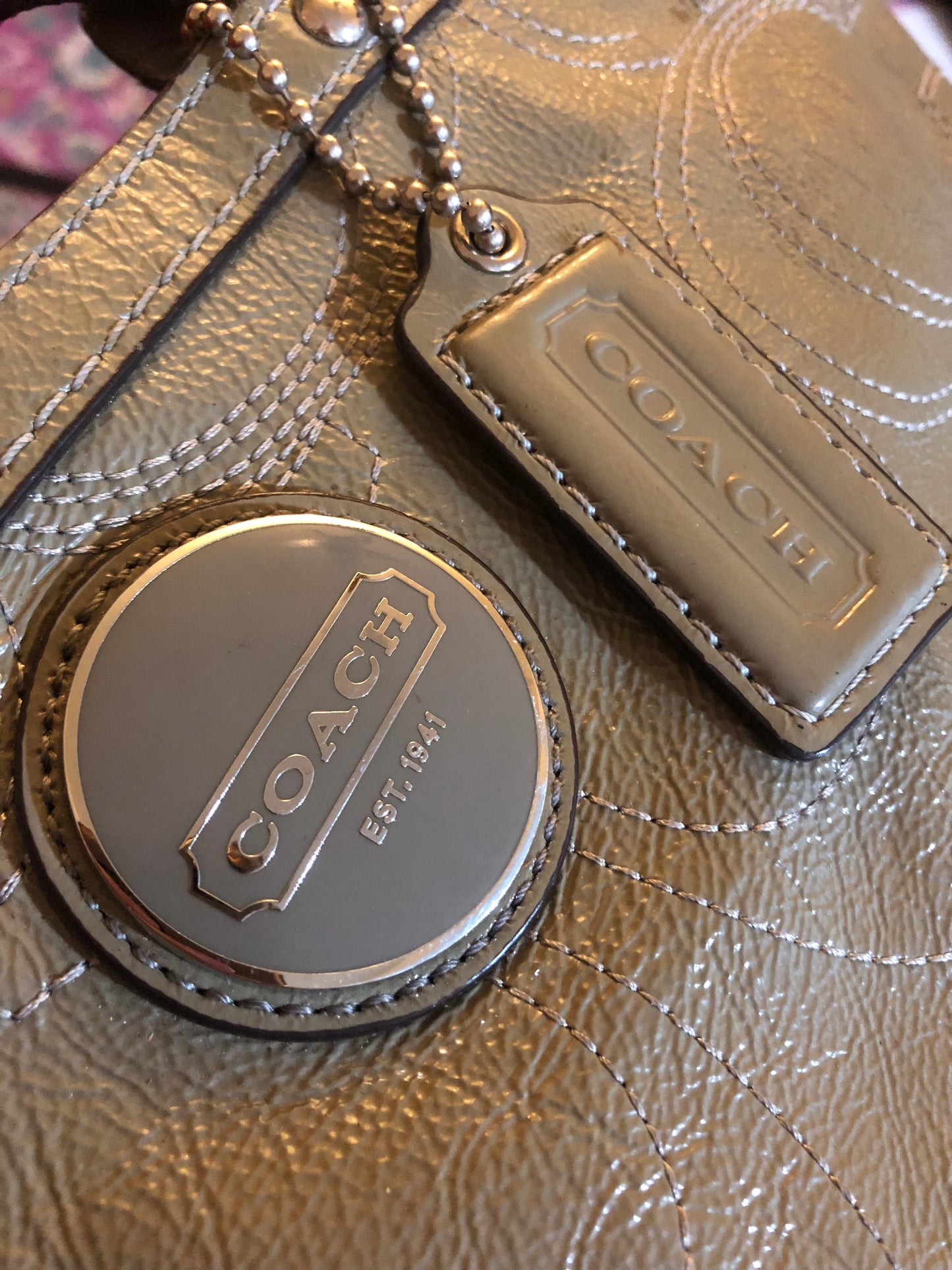 Coach Patent Olive Khaki Purse