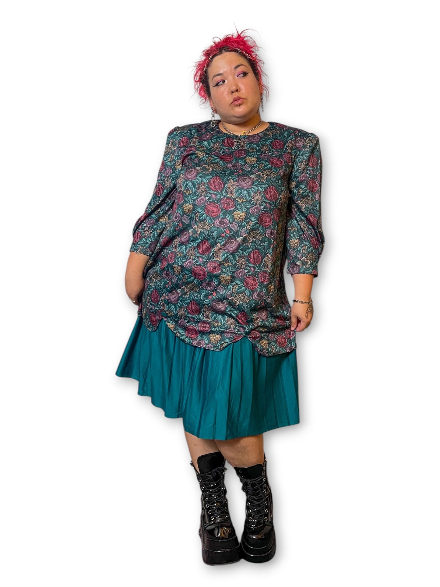 80’s Retro Floral Layered Dress (3X)
