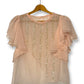 Vintage Baby Pink Beaded Chiffon Blouse (M/L)