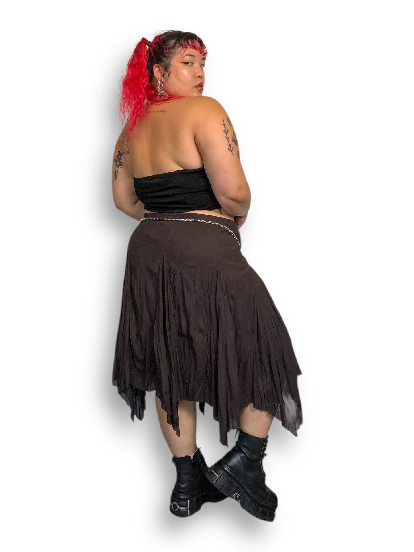 90’s/Y2K Maurices Brown Handkerchief Skirt (2X/3X/4X)