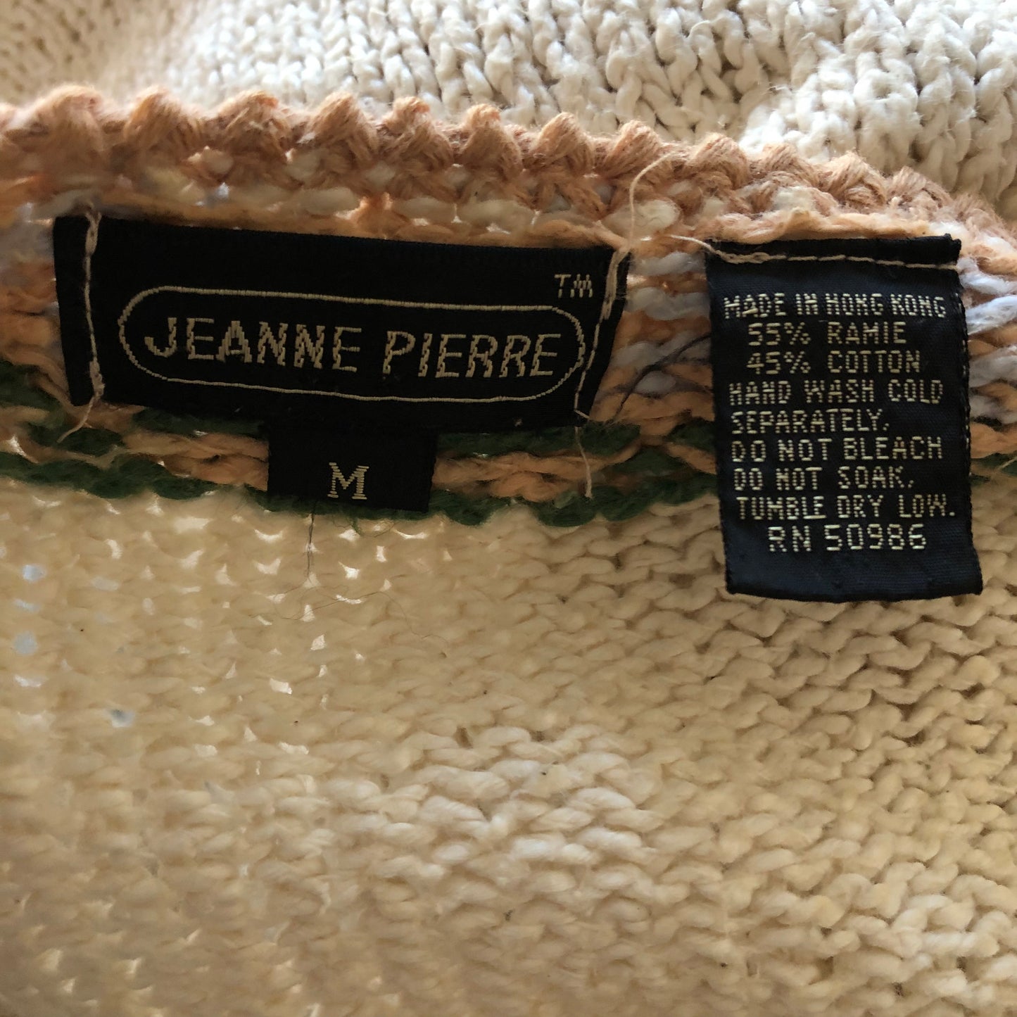 80’s Jeanne Pierre Cream Knit Sweater (M/L)