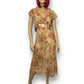 90’s CDC Tan Paisley Floral Midi Dress (XL)