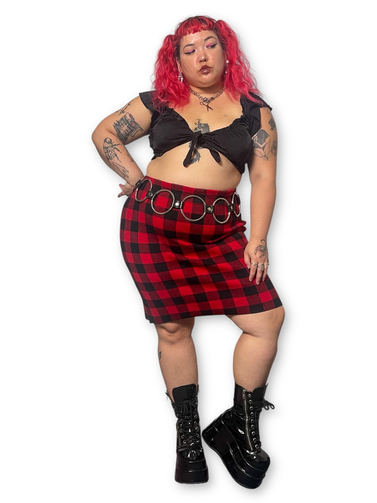 Gingham Plaid Bodycon Skirt (2X/3X/4X)