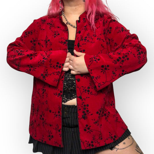 Y2K Elementz Red Floral Print Blazer (2X)