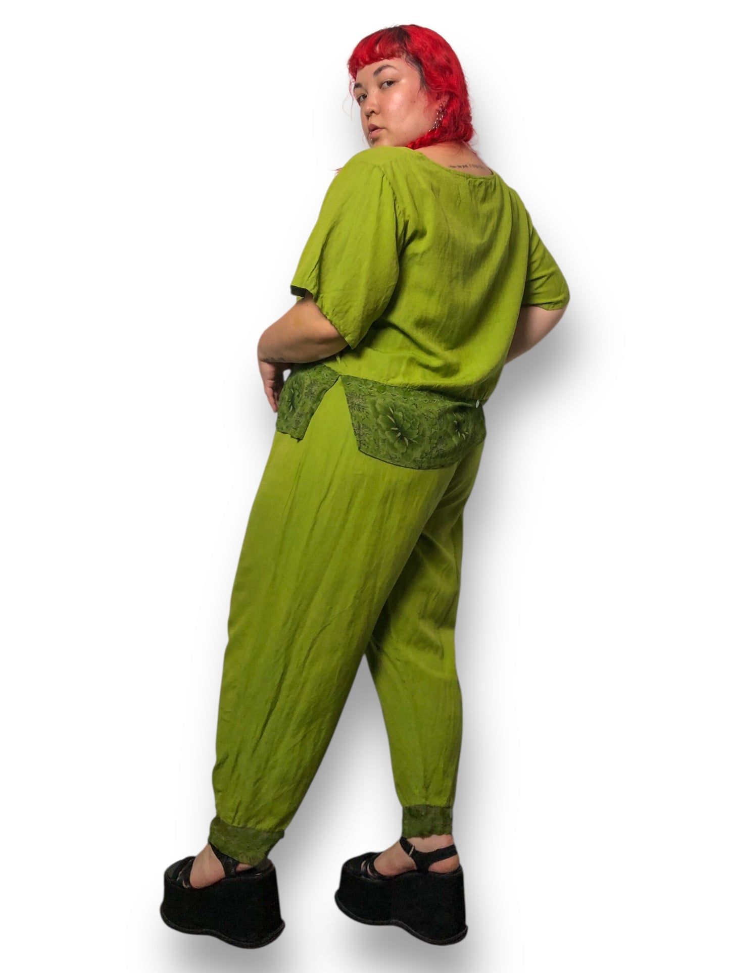90’s/Y2K Mlle Gabrielle Olive Green 2-Piece Set (3X)