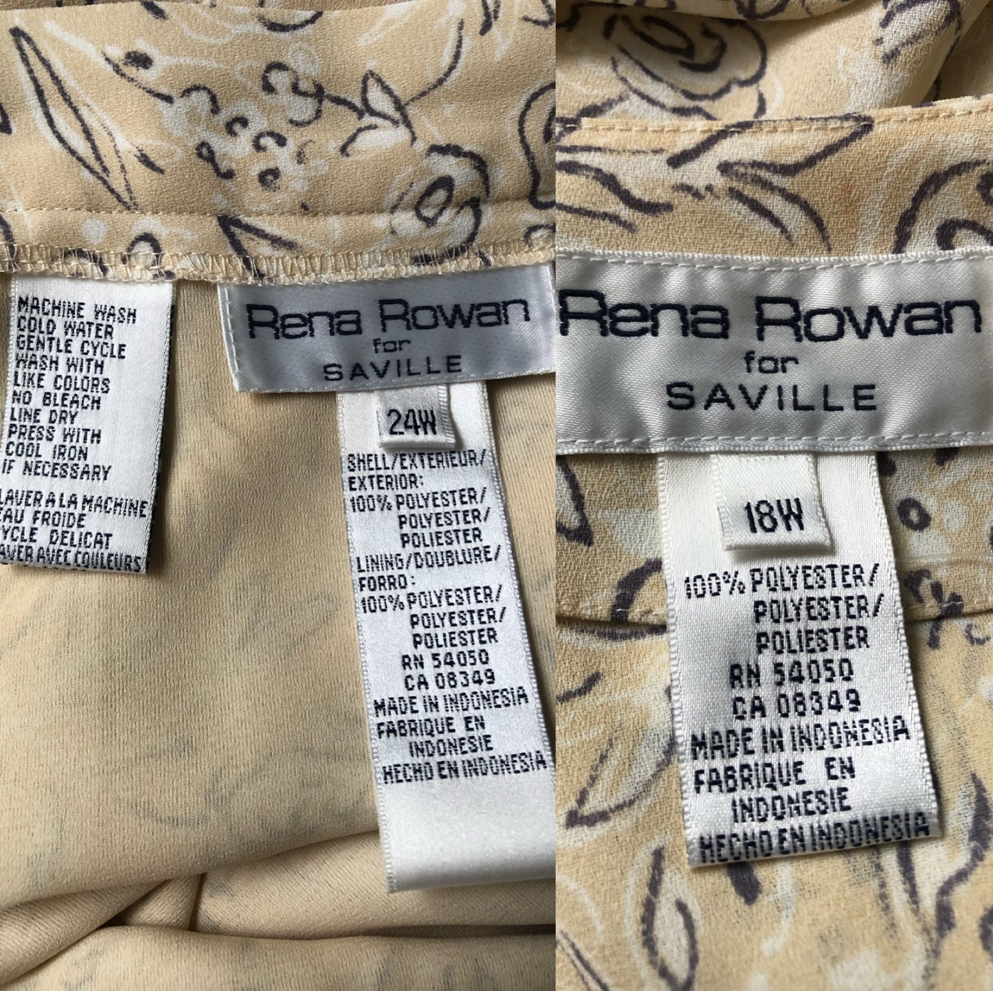 Y2K Rena Rowan for Saville Tan Watercolor Floral Print 2-Piece Set (3X)